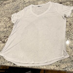 Athleta White Linen Blend Short Sleeve Tee